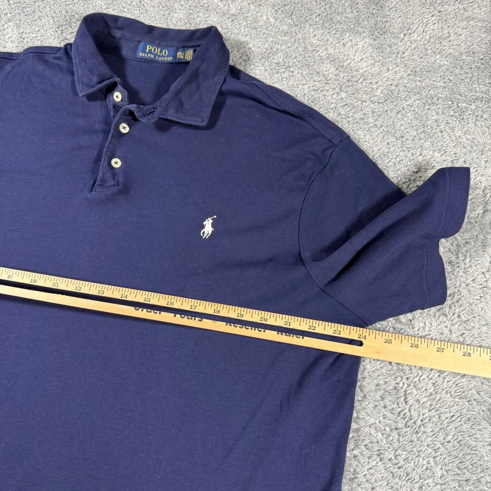 Polo Ralph Lauren Mens‎ XXL Navy Blue Polo Shirt White Pony